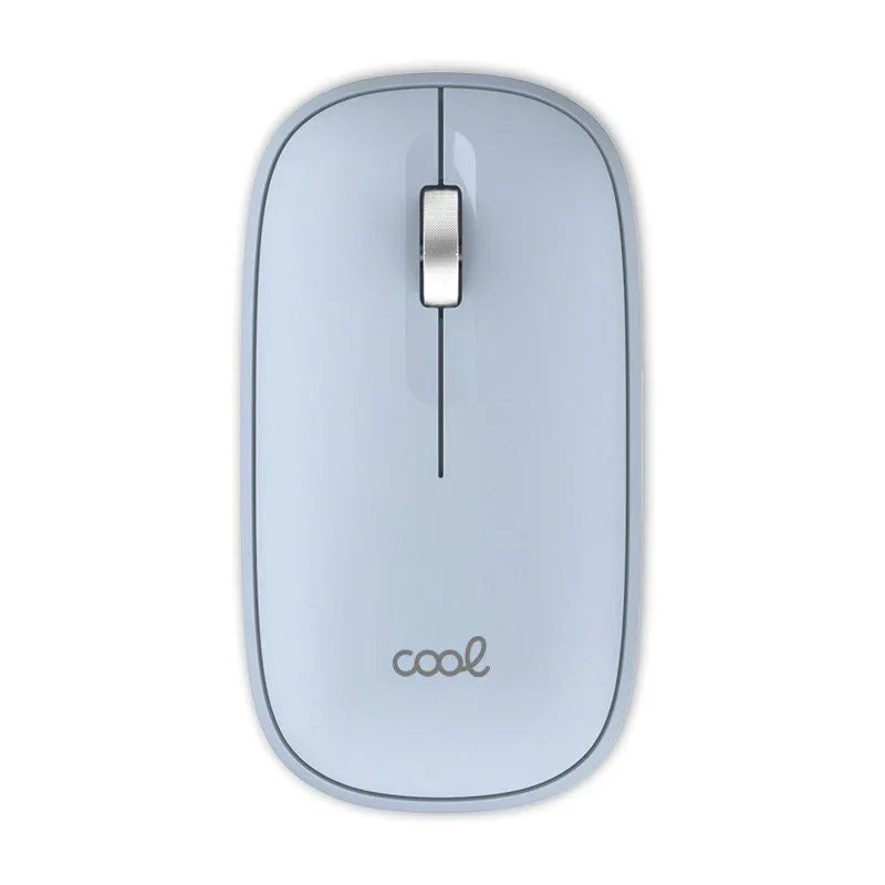 Ratón Inalámbrico COOL Slim Silencioso 2 en 1 (Bluetooth + Adap. USB) Celeste - PixelPlaza