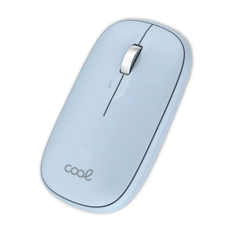 Ratón Inalámbrico COOL Slim Silencioso 2 en 1 (Bluetooth + Adap. USB) Celeste - PixelPlaza