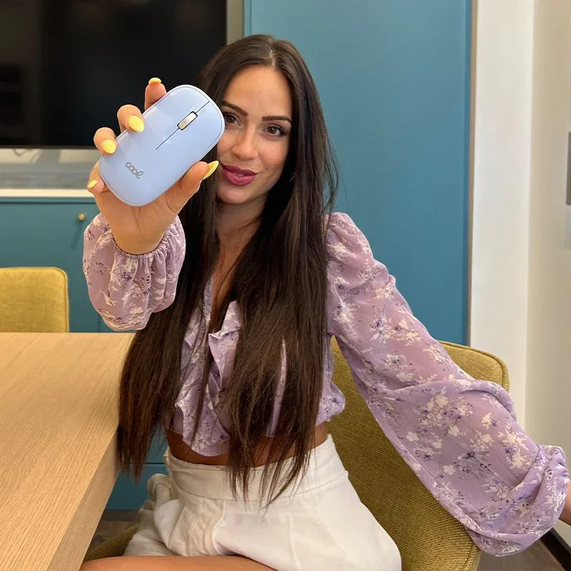 Ratón Inalámbrico COOL Slim Silencioso 2 en 1 (Bluetooth + Adap. USB) Celeste - PixelPlaza