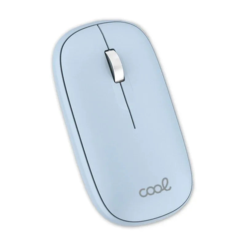 Ratón Inalámbrico COOL Slim Silencioso 2 en 1 (Bluetooth + Adap. USB) Celeste - PixelPlaza