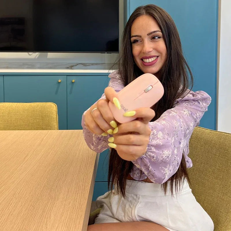 Ratón Inalámbrico COOL Slim Silencioso 2 en 1 (Bluetooth + Adap. USB) Rosa - PixelPlaza