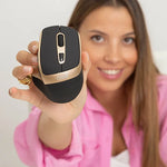 Ratón Inalámbrico Silencioso COOL Ergonomic Negro-Dorado - PixelPlaza