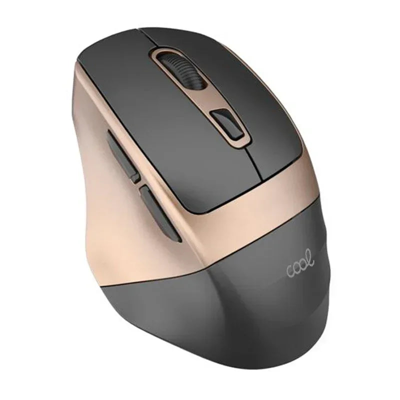 Ratón Inalámbrico Silencioso COOL Ergonomic Negro-Dorado - PixelPlaza