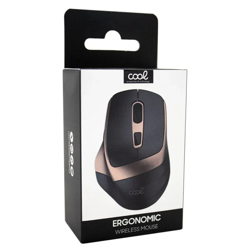 Ratón Inalámbrico Silencioso COOL Ergonomic Negro-Dorado - PixelPlaza