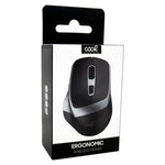 Ratón Inalámbrico Silencioso COOL Ergonomic Negro-Plata - PixelPlaza