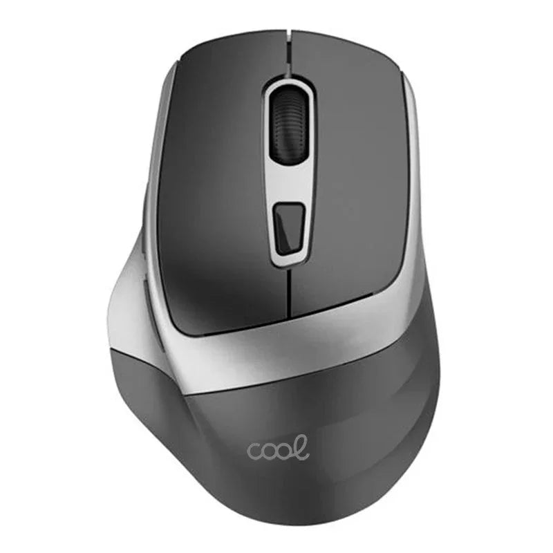 Ratón Inalámbrico Silencioso COOL Ergonomic Negro-Plata - PixelPlaza