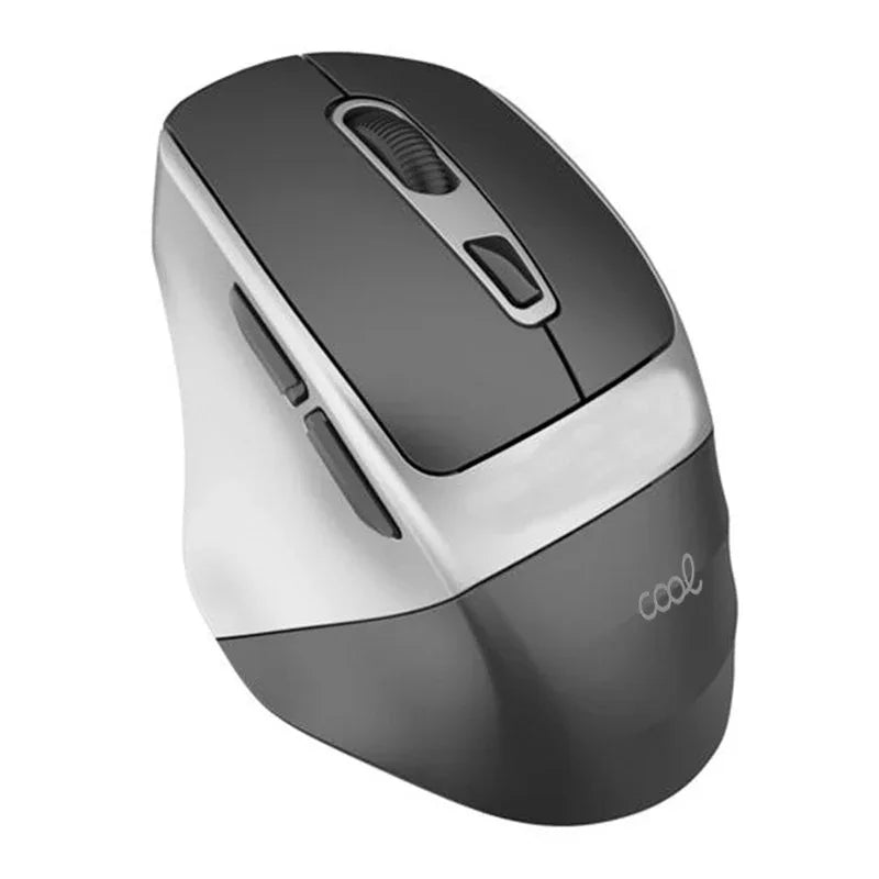 Ratón Inalámbrico Silencioso COOL Ergonomic Negro-Plata - PixelPlaza