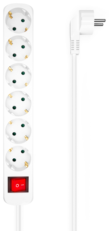 Regleta con Interruptor Aisens A154-0535/ 6 Tomas de Corriente/ Cable 1.4m/ Blanco