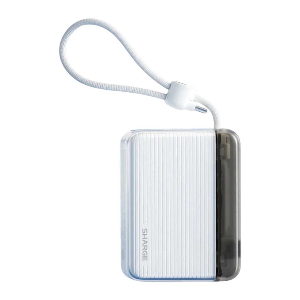Sharge Flow Go Blanco con cable integrado 10000mAh 22,5W USB-C Power Bank