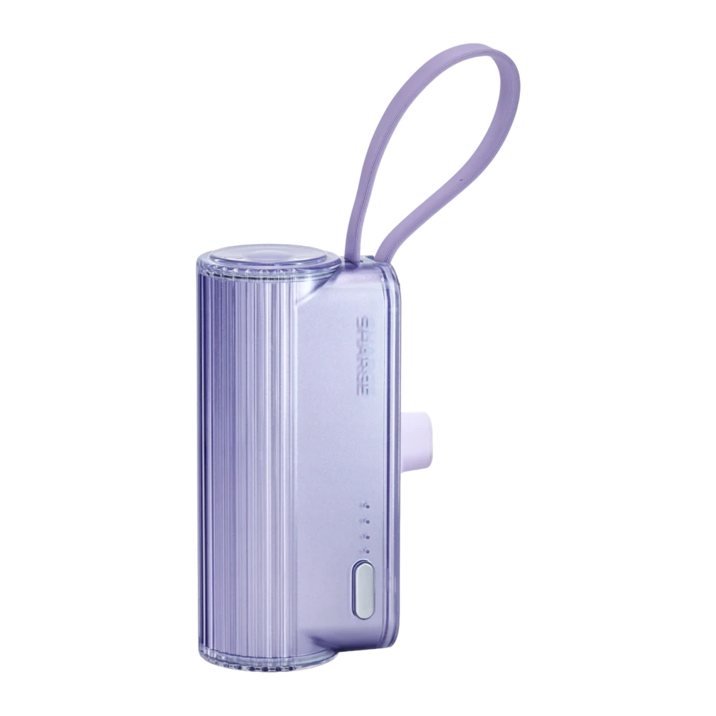Power Bank Sharge Flow Mini 2 Pro 5800mAh Morado Cable USB-C integrado 22,5W PD y QC