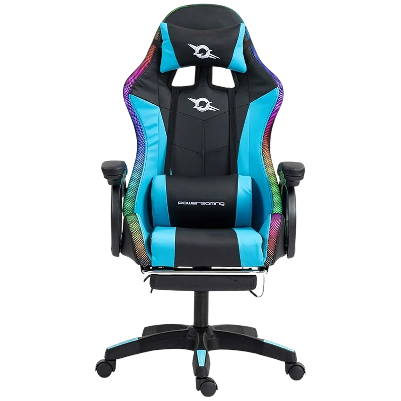 PowerGaming LED RGB Silla Reposapiés Negro plus Azul #azul