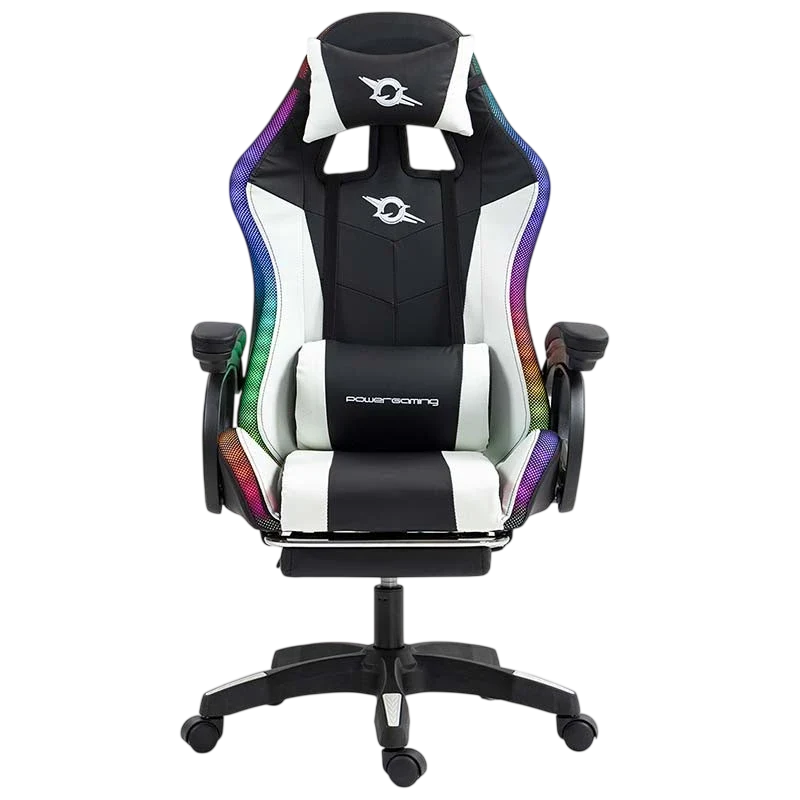PowerGaming LED RGB Silla Reposapiés Negro plus Blanco #blanco