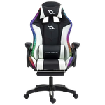 PowerGaming LED RGB Silla 7 puntos Masaje Reposapiés Negro plus Blanco #blanco