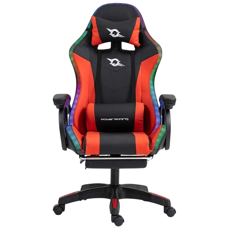 PowerGaming LED RGB Silla 7 puntos Masaje Reposapiés Negro plus Rojo #rojo