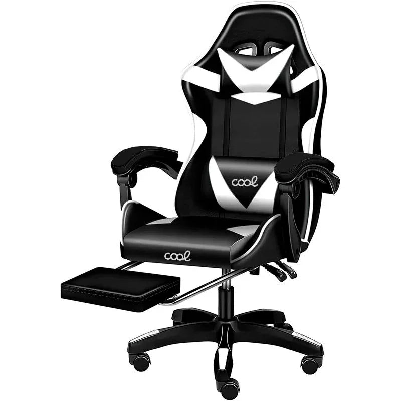 Sillón Gaming Premium COOL Rest Negro-Blanco (Reposapiés) - PixelPlaza