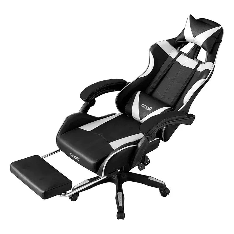 Sillón Gaming Premium COOL Rest Negro-Blanco (Reposapiés) - PixelPlaza