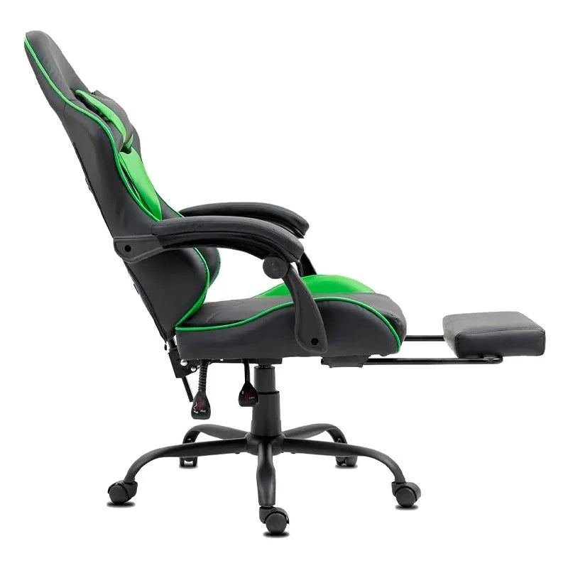 Sillón Gaming Premium COOL Rest Negro-Verde (Reposapiés) - PixelPlaza