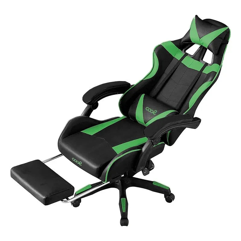 Sillón Gaming Premium COOL Rest Negro-Verde (Reposapiés) - PixelPlaza