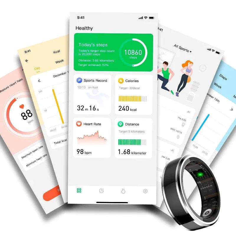 Smart Ring COOL Health + Base Powerbank (Salud, Deporte, Sueño) Talla 19mm - PixelPlaza