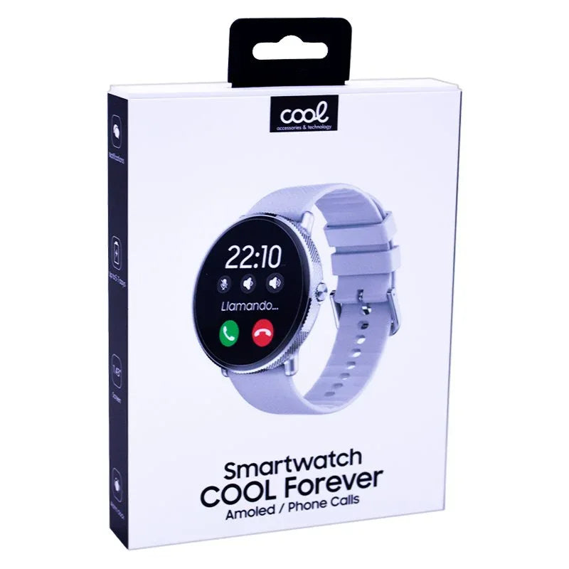 Smartwatch COOL Pantalla AMOLED Forever Silicona Gris (Llamadas, Salud, Deporte) - PixelPlaza