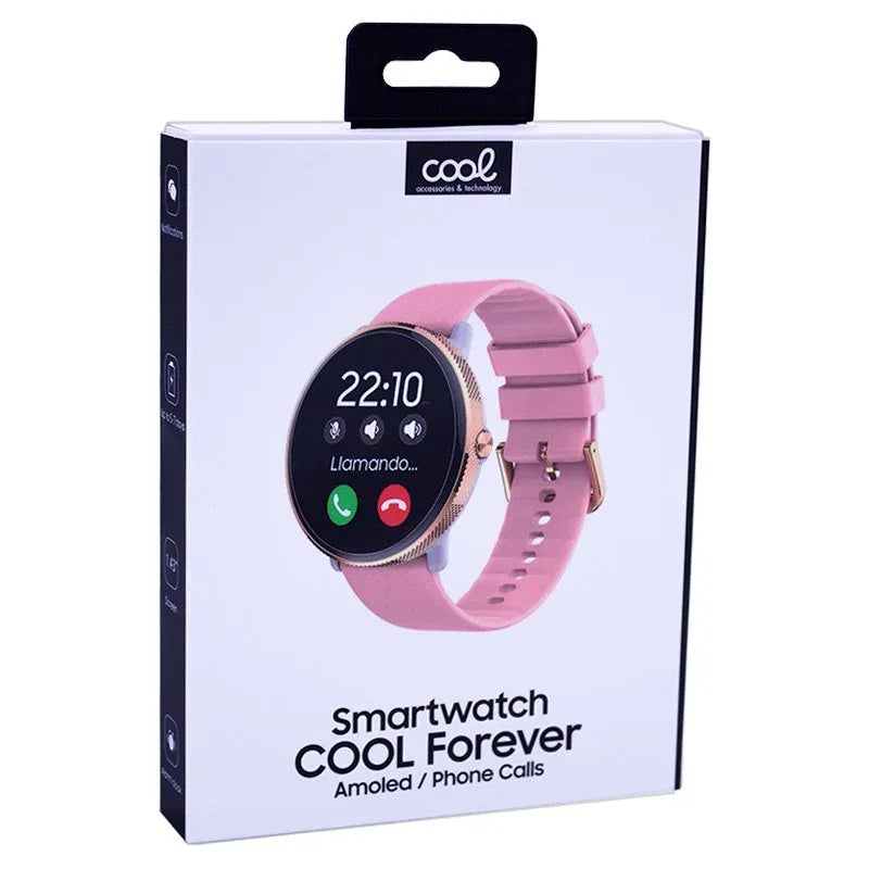 Smartwatch COOL Pantalla AMOLED Forever Silicona Rosa (Llamadas, Salud, Deporte) - PixelPlaza