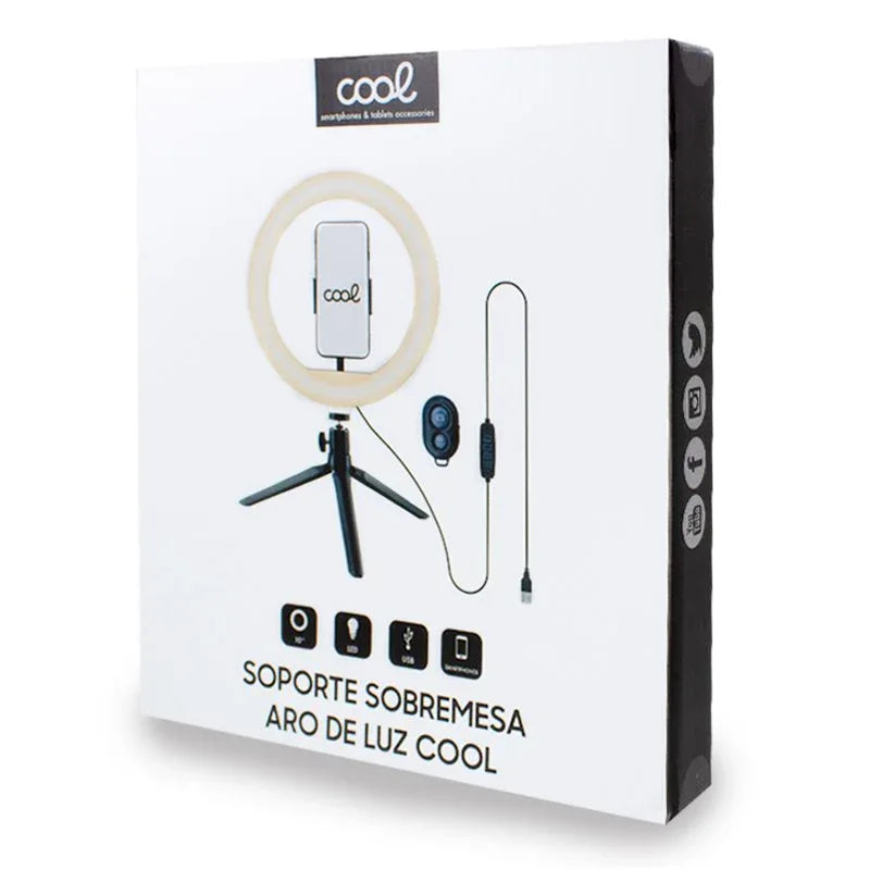 Soporte Sobremesa (50 cm) Aro de Luz LED COOL + Mando Bluetooth - PixelPlaza