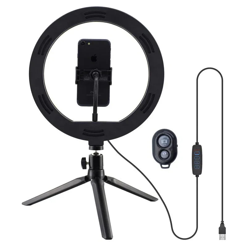 Soporte Sobremesa (50 cm) Aro de Luz LED COOL + Mando Bluetooth - PixelPlaza