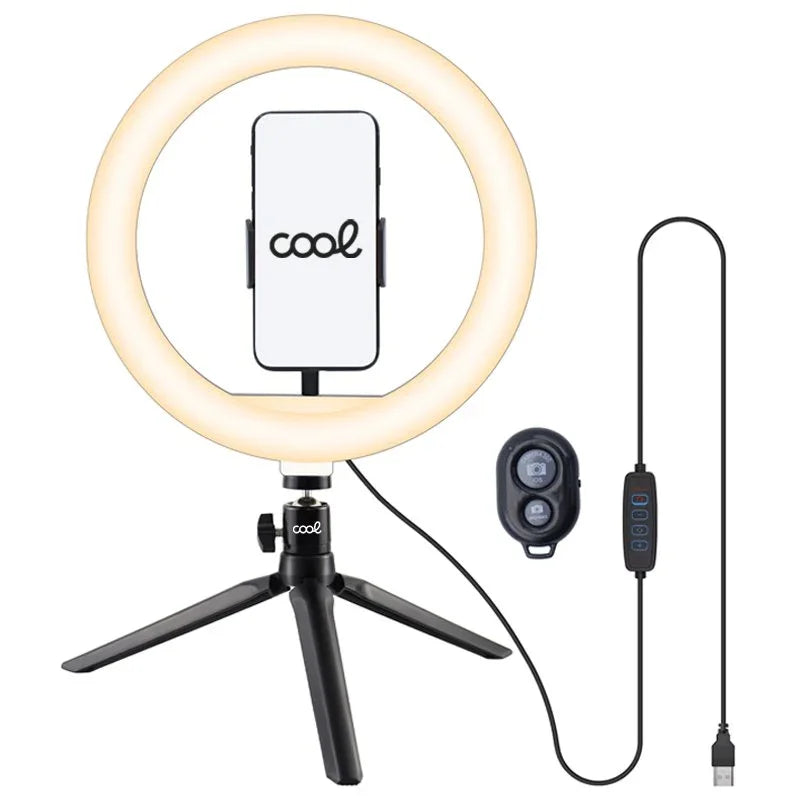 Soporte Sobremesa (50 cm) Aro de Luz LED COOL + Mando Bluetooth - PixelPlaza