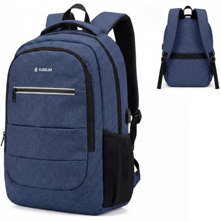 Mochila Subblim City Plus 26L Backpack para Portátiles hasta 16"/ Puerto USB/ Repelente al agua/ Reflectante/ Cinta para