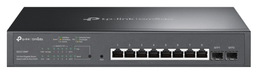 Switch 8 puertos 10 - 100 - 1000 poe 150w +2 sfp gestion l2+ tp - link