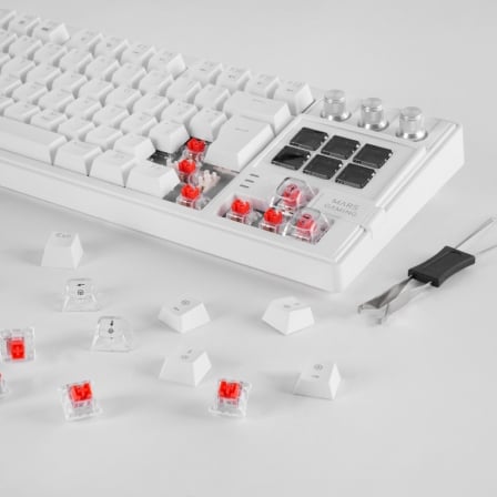 Teclado Gaming Mecánico Mars Gaming MK MASTER Switch Rojo Incluye SmartDeck Blanco detalle #blanco