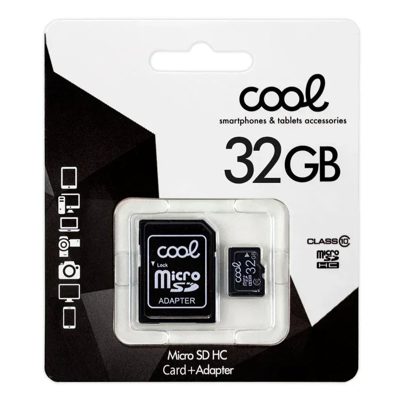 Tarjeta Memoria Micro SD con Adapt. x32 GB COOL (Clase 10) - PixelPlaza