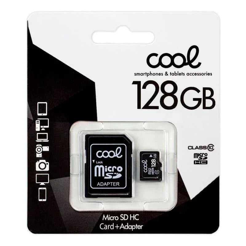 Tarjeta Memoria Micro SD con Adaptador x128 GB COOL (Clase 10) - PixelPlaza