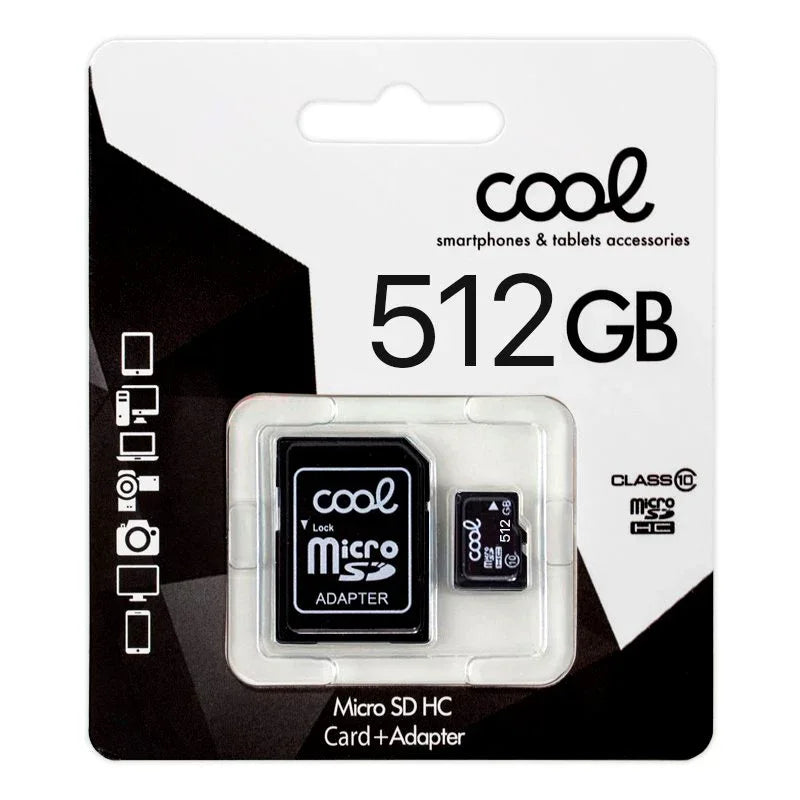 Tarjeta Memoria Micro SD con Adaptador x512 GB COOL (Clase 10) - PixelPlaza