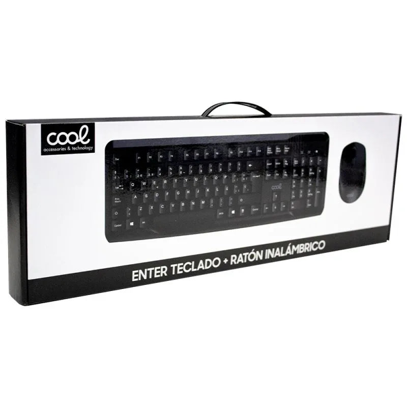 Teclado Office Inalámbrico PC Kit + Ratón COOL Enter Negro (Español) - PixelPlaza