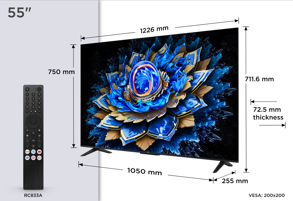 TCL T69C 55T69C Televisor 139,7 cm (55") 4K Ultra HD Smart TV WiFi Negro 350 cd / m²