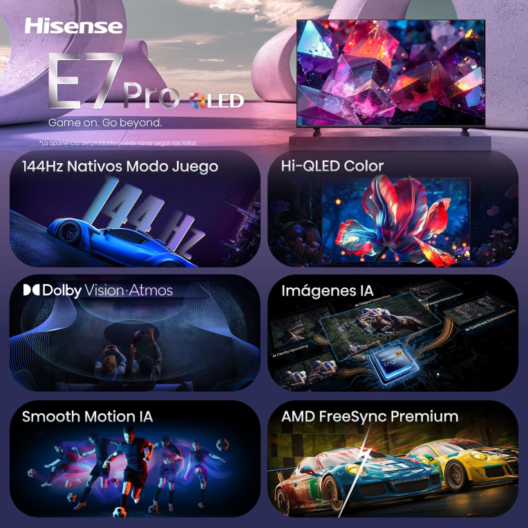 Hisense 85E7S PRO Televisor 2,16 m (85") 4K Ultra HD Smart TV WiFi Negro 400 cd / m²