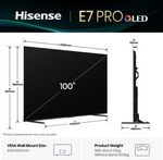 Hisense 100E7Q PRO 2,54 m (100") 4K Ultra HD Smart TV WiFi Negro