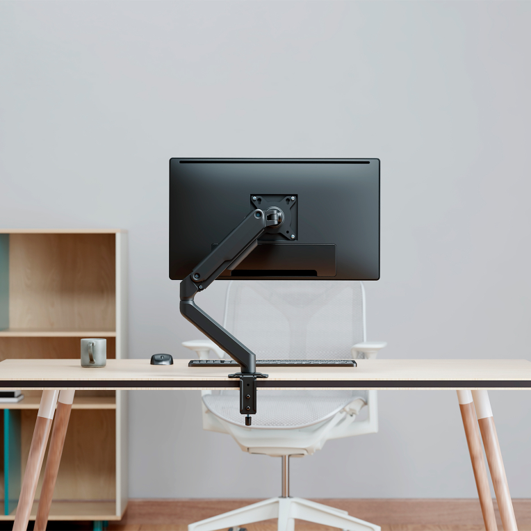 Aisens Soporte de Mesa Eco Contrapeso Giratorio e Inclinable para Monitor/TV 9kg (3 Pivotes, 1 Brazo) de 17-32, Negro