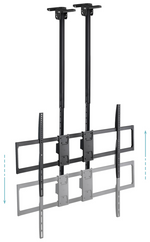 TooQ Soporte de Techo Extensible con doble mástil para Pantallas 60”-120", Negro
