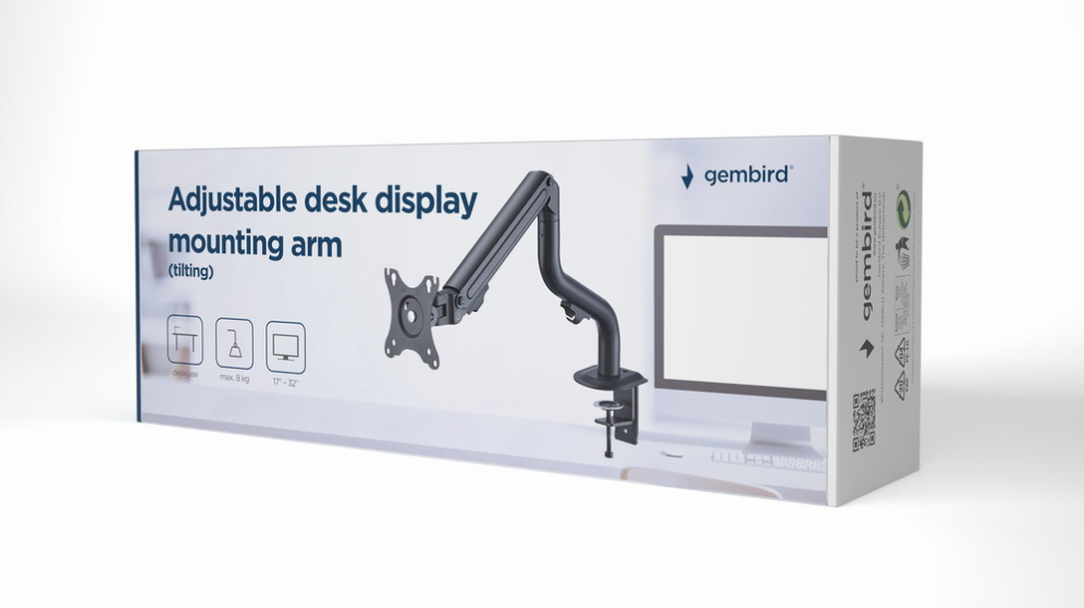 Gembird MA-DA1-02 soporte para monitor 81,3 cm (32") Escritorio Negro