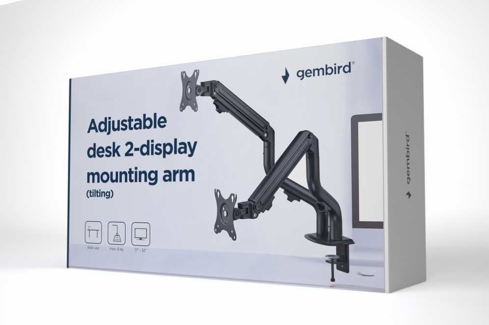 Gembird MA-DA2-02 soporte para monitor 81,3 cm (32") Escritorio Negro