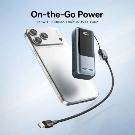 Powerbank 10000mAh Vention FKOH0/ 22.5W/ Gris