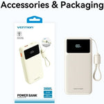 Powerbank 20000mAh Vention XGYW0-40-TY/ 22.5W/ Blanca/ Incluye Cable USB Tipo-C