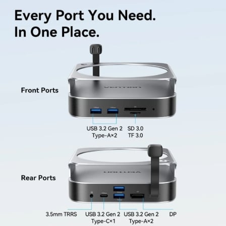 Docking para Mac Mini USB Tipo-C Vention THIHAG/ Ranura SSD M.2/ 4xUSB/ 1xUSB Tipo-C/ 1xDisplayPort 4K/ 1xLector Tarjeta