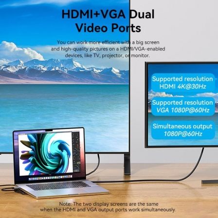 Docking USB Tipo-C Vention THTHC/ 1xHDMI/ 1xVGA/ 3xUSB/ 1xUSB Tipo-C/ 1xUSB Tipo-C PD/ 1xRJ45/ 1xLector Tarjetas SD y Mi