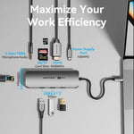 Docking USB Tipo-C Vention TQLHB/ 1xHDMI 4K/ 3xUSB/ 1xUSB Tipo-C PD/ 1xRJ45/ 1xJack 3.5mm/ 1xLector de Tarjetas/ Gris