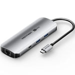 Docking USB Tipo-C Vention TQMHB/ 1xHDMI 4K/ 2xUSB/ 1xUSB Tipo-C/ 1xJack 3.5mm / 1xRJ45/ 1xUSB Tipo-C PD/ 1xLector Tarje