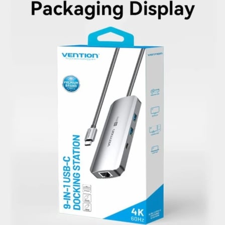 Docking USB Tipo-C Vention TQMHB/ 1xHDMI 4K/ 2xUSB/ 1xUSB Tipo-C/ 1xJack 3.5mm / 1xRJ45/ 1xUSB Tipo-C PD/ 1xLector Tarje