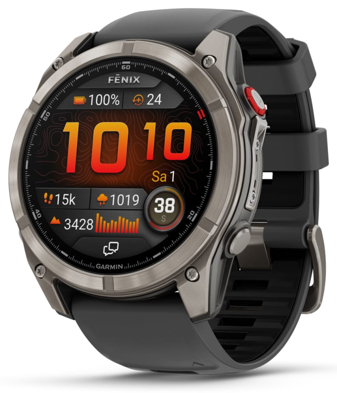 Garmin fenix 8 Pro 3,56 cm (1.4") AMOLED 51 mm Digital 454 x 454 Pixeles Pantalla táctil Grafito, Titanio WiFi GPS (saté